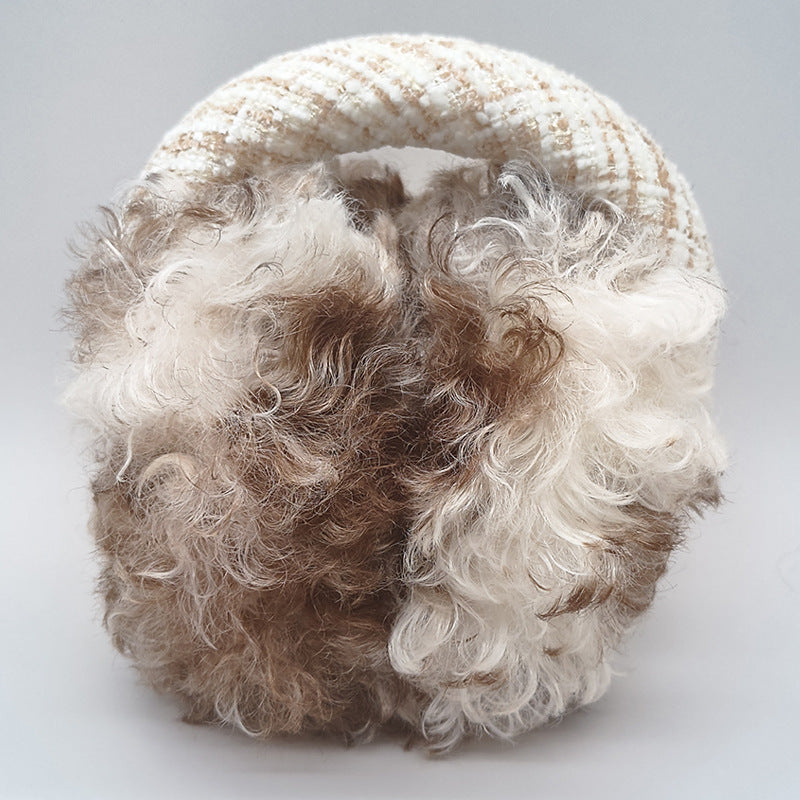 Curly Faux Fur Tweed Earmuffs