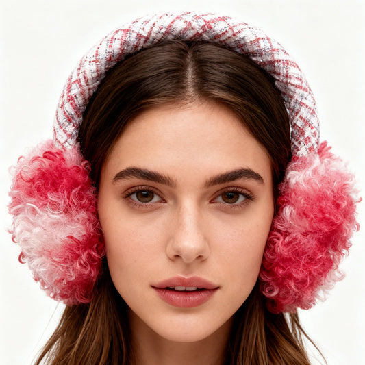 Curly Faux Fur Tweed Earmuffs