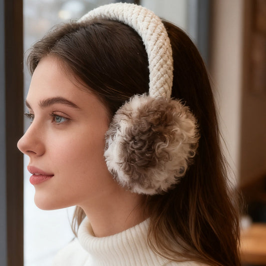 Curly Faux Fur Tweed Earmuffs